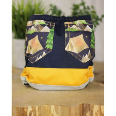 Camping pocket diaper - scrappy style with pocket - 2.0 - navy gold gris bourgogne blanc